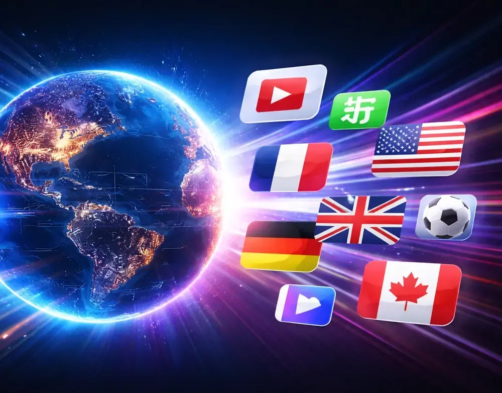 Globe et drapeaux pour l’IPTV France à l’étranger