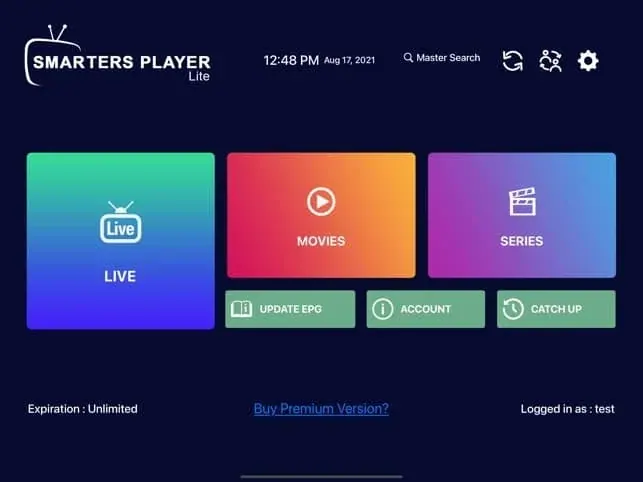 Écran de connexion d’une application en cas d’erreur d’authentification IPTV
