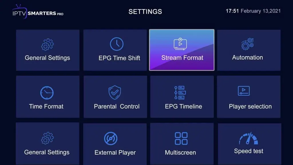 Paramètres d’une application pour régler une IPTV qui coupe
